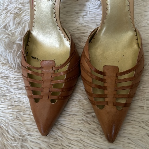 Jessica Simpson Sz 9B brown leather pointed toe gorgeous heel straps pumps shoe - Picture 3 of 11